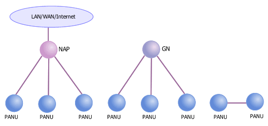 NAP, GN, and PANU roles in Bluetooth PAN profile