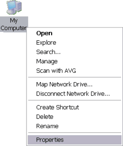 My Computer desktop icon and its right-click menu