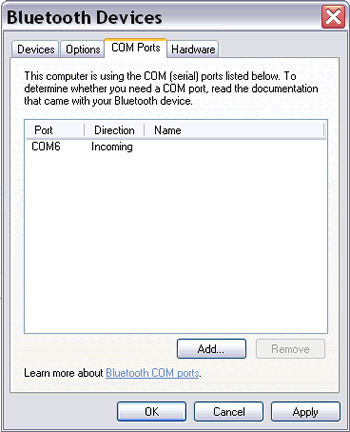 Bluetooth device COM ports