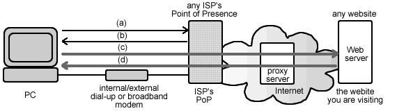 an Internet surfer's IP address is`not noticed by the website he/she visits if his/her PC connects to the Internet via a proxy server